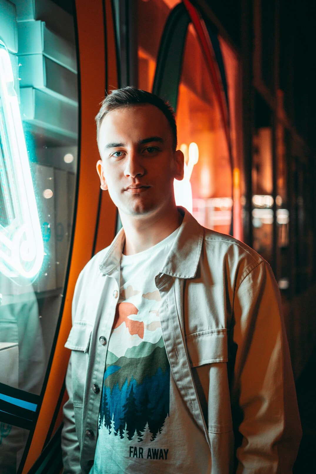 Young man in a light shirt portrait