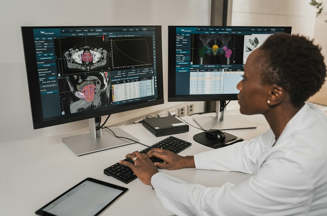 nurse studying medical charts